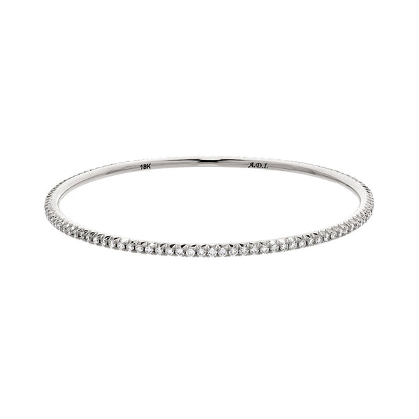 White Gold French Pave Bangle